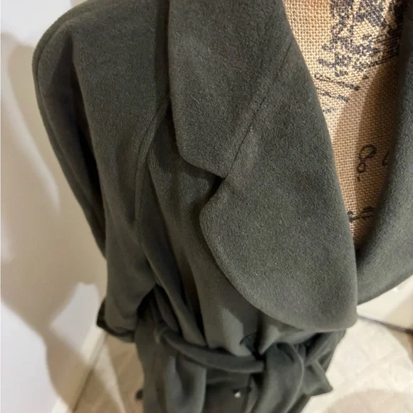 Vintage Armani Collezioni olive / army Green Belted Coat size 16 - Picture 2 of 9